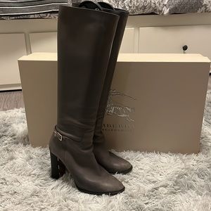Gorgeous authentic “Storm Grey” Knee High Burberry Boots
